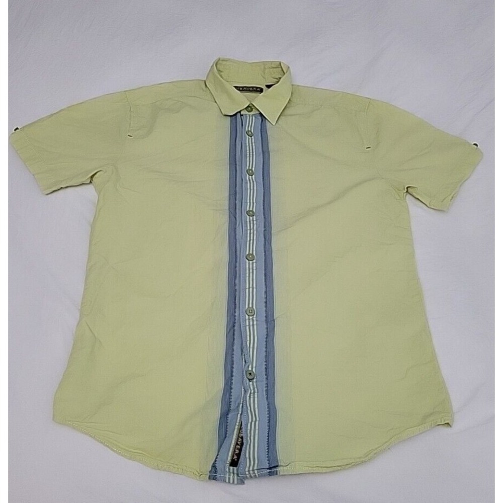 Cubavera Men's Yellow Hawaiian Guayabera Shirt Size M short sleeve Buttons